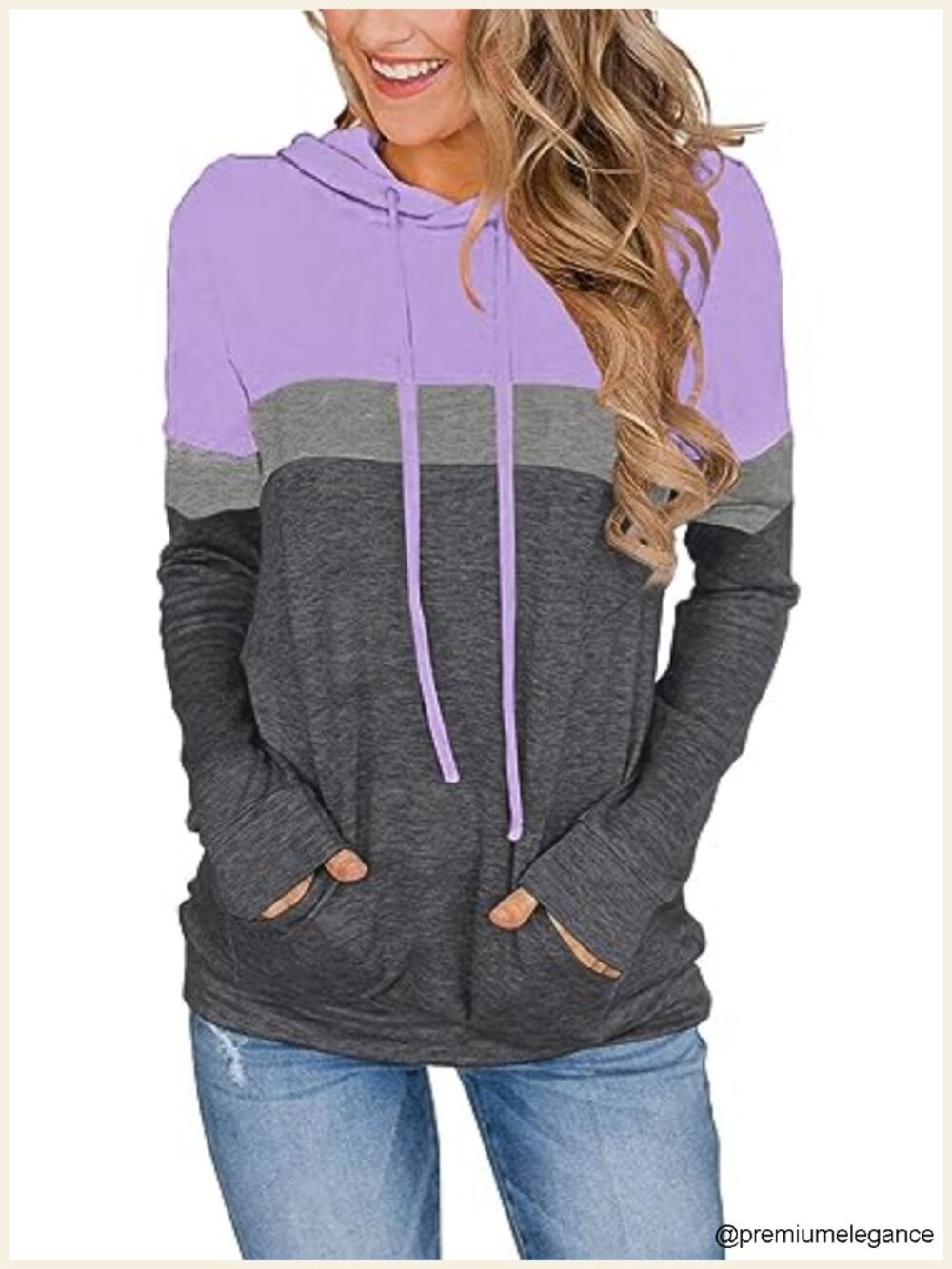 Lylinan Women's Color Block Hoodie Long Sleeve Pullover with Pocket